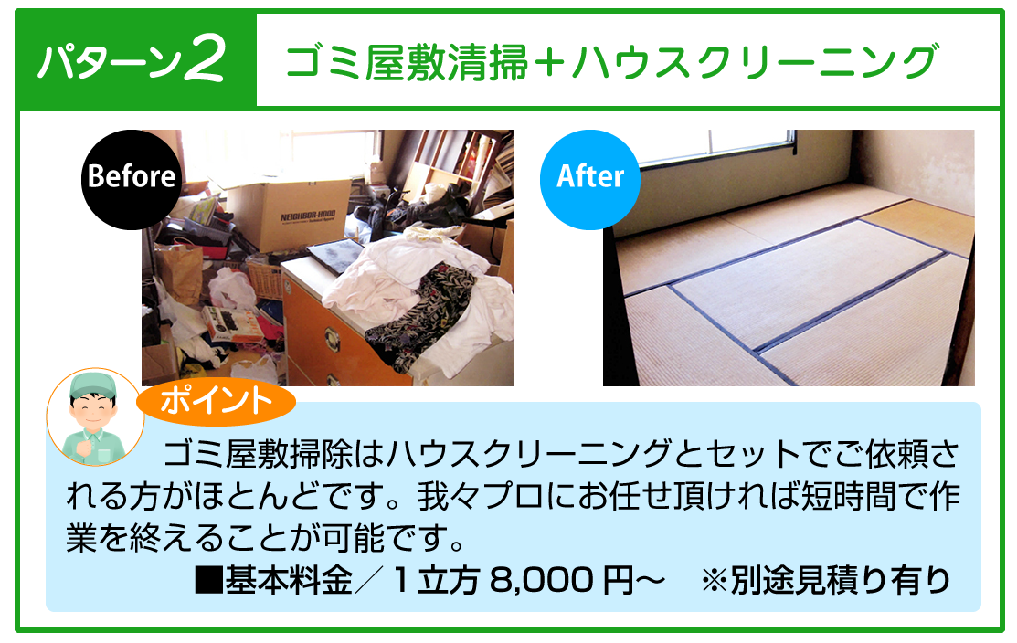 パターン2ゴミ屋敷清掃とハウスクリーニング