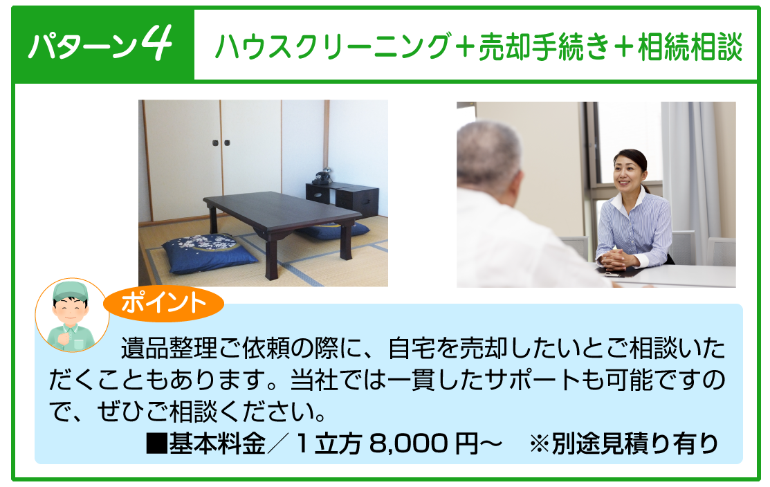パターン4ハウスクリーニングと売却手続きと相続相談