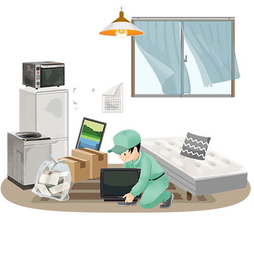 よくあるご質問 説明イメージ(清掃作業中 イラスト)