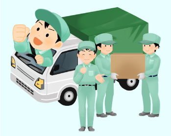 社員全員笑顔で対応！ イラストイメージ図
